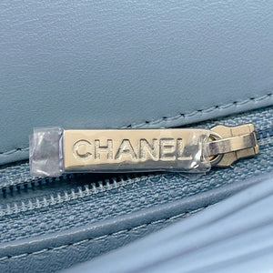 Small Trendy CC Chevron Lambskin Blue GHW