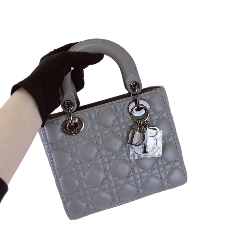 Lady Dior Lambskin Small Grey SHW