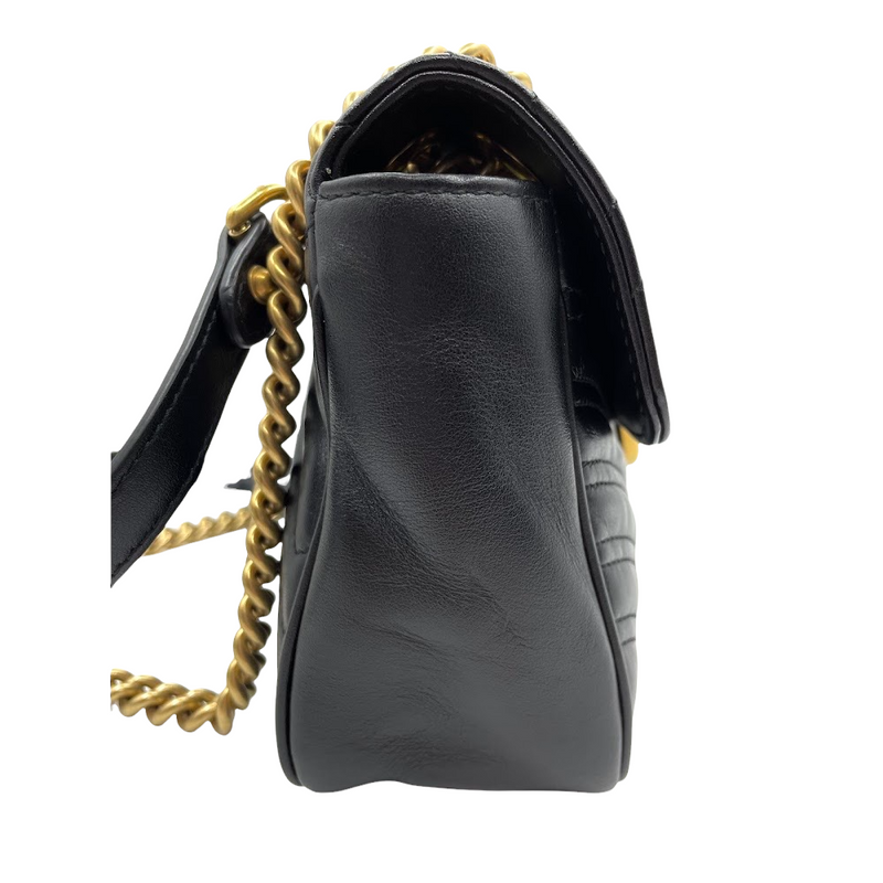 GG Marmont Small Matelassé Black GHW