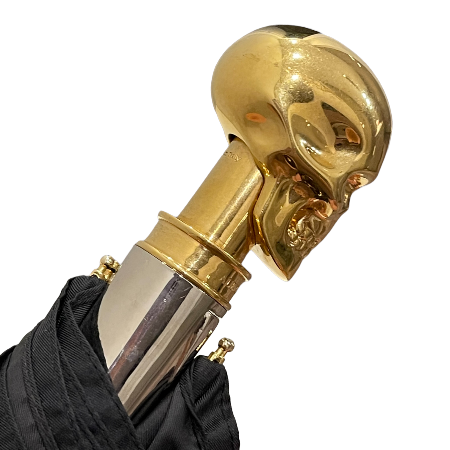 Alexander McQueen Skull Handle Umbrella Black GHW Bag Religion