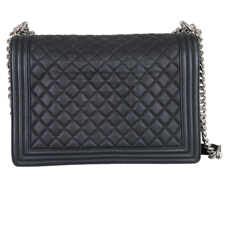 Large Black Le Boy Quilted Caviar SHW