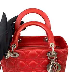 Medium Lady Dior Cannage Lambskin Red SHW