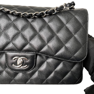 Jumbo Classic Double Flap Caviar Black SHW