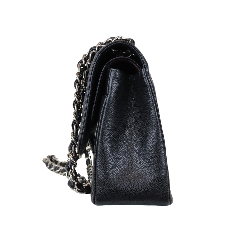 Classic Double Flap Jumbo Black Caviar SHW