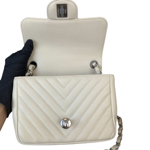 Chevron Flap Mini Square Ivory White SHW
