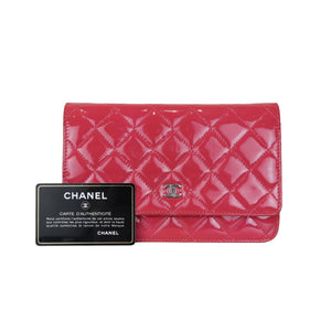 Quilted Patent Flap WOC Pink SHW