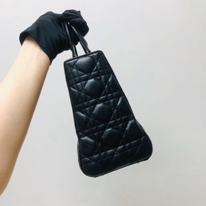 Classic Lambskin Cannage Medium Lady Dior Black Leather Bag