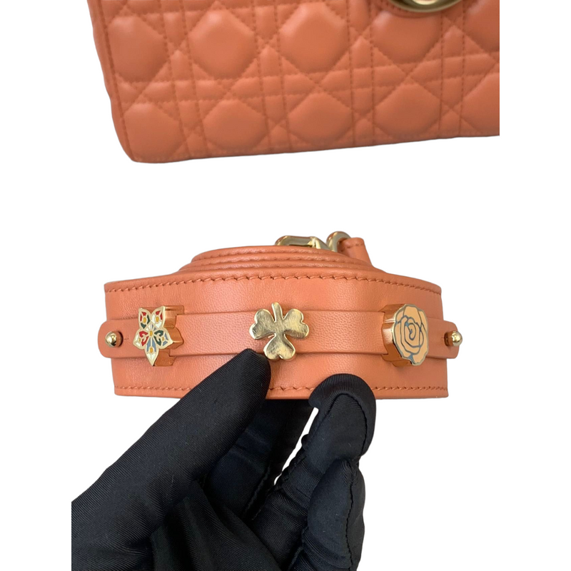 Small ABC Dior Lucky Badges Lambskin Orange GHW