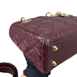 Small Lady Dior Lucky Badges Lambskin Burgundy GHW