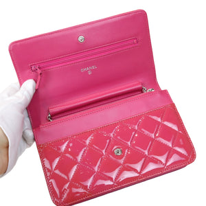 Quilted Patent Flap WOC Pink SHW