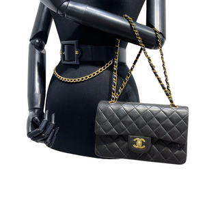 Vintage Classic Double Flap Bag Lambskin Small Black GHW