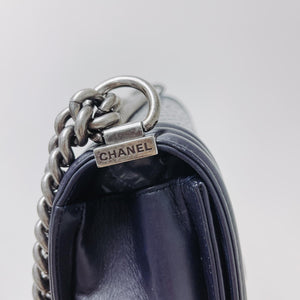 Python-Leather Old Medium Boy Navy Blue