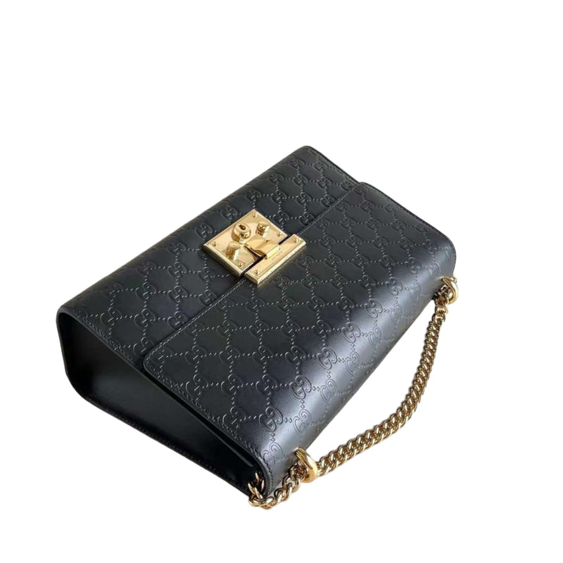 Padlock GG Embossed Medium Black GHW