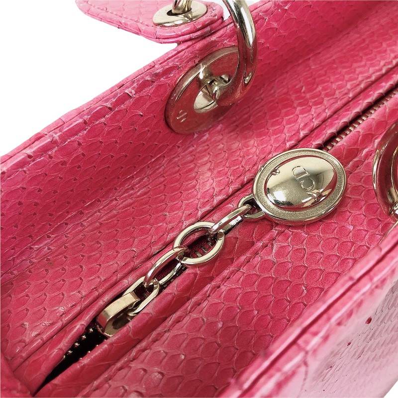 Lady Dior Large Snakeskin Pink LGHW