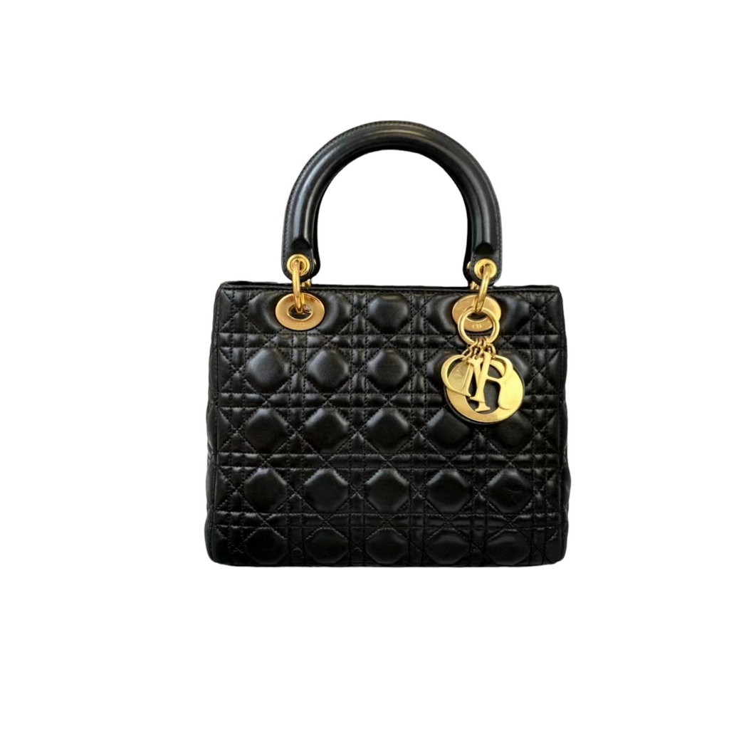 Lady Dior Lambskin Medium Black GHW