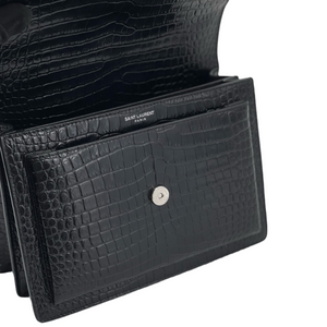 Medium Sunset Croc Embossed Black SHW