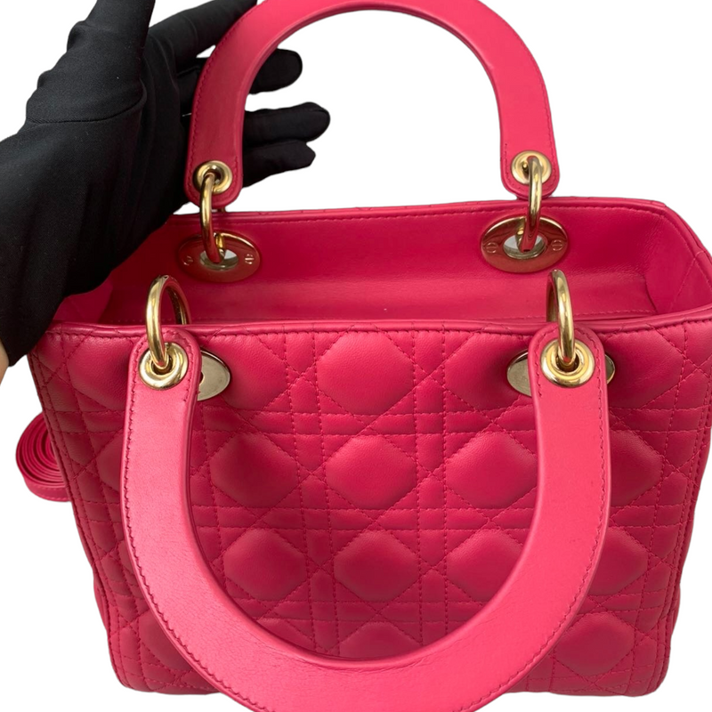 Medium Lady Dior Lambskin Pink GHW