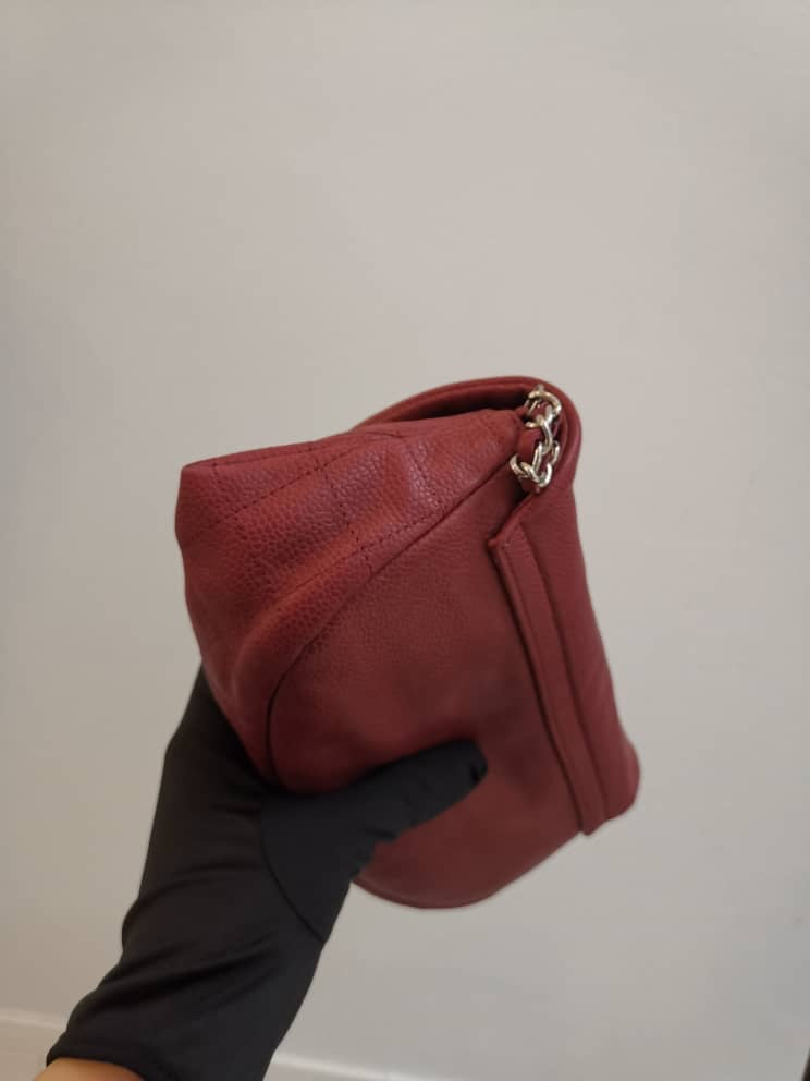 Crossbody Half Moon Flap Dark Red Caviar Leather with SHW