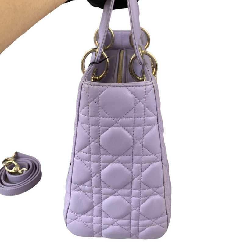 Medium Lady Dior Lambskin Lilac GHW