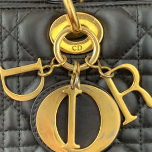 Medium Lady Dior Cannage Lambskin Black GHW