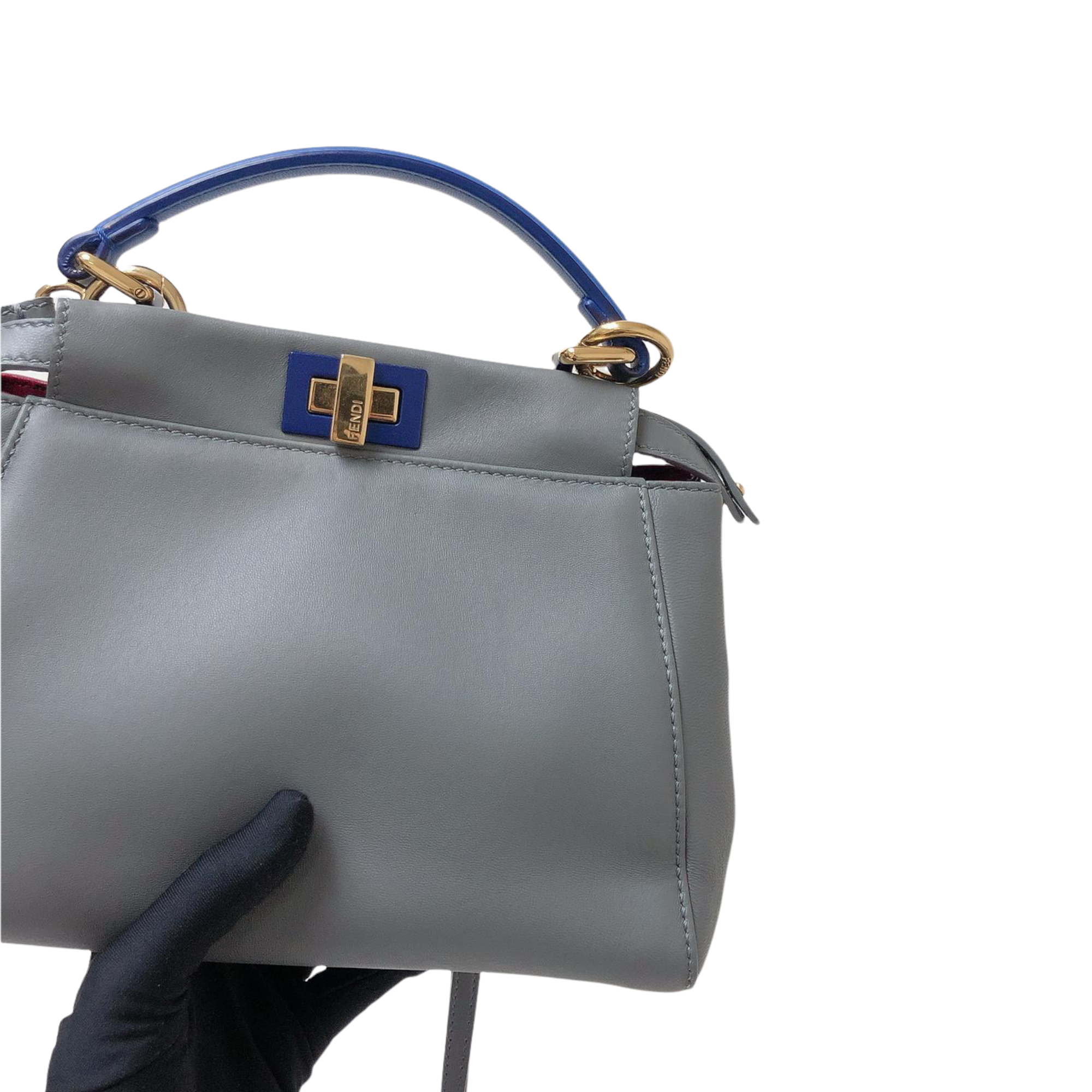 FENDI MINI BTWN WITH HANDLE グレー BTWN FENDI グレー MINI HANDLE WITH