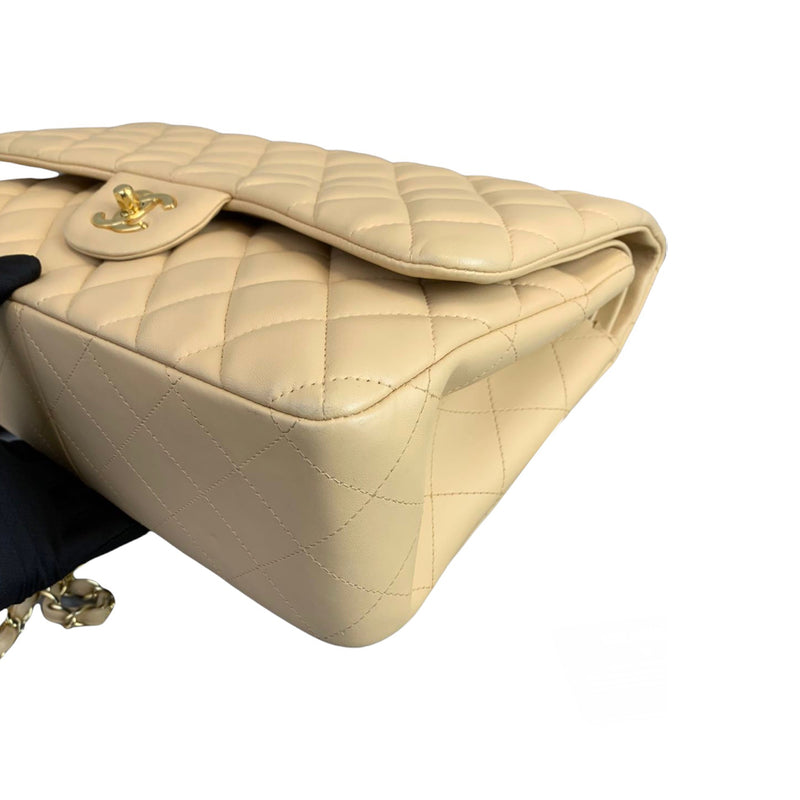 Classic Double Flap Jumbo Lambskin Beige GHW