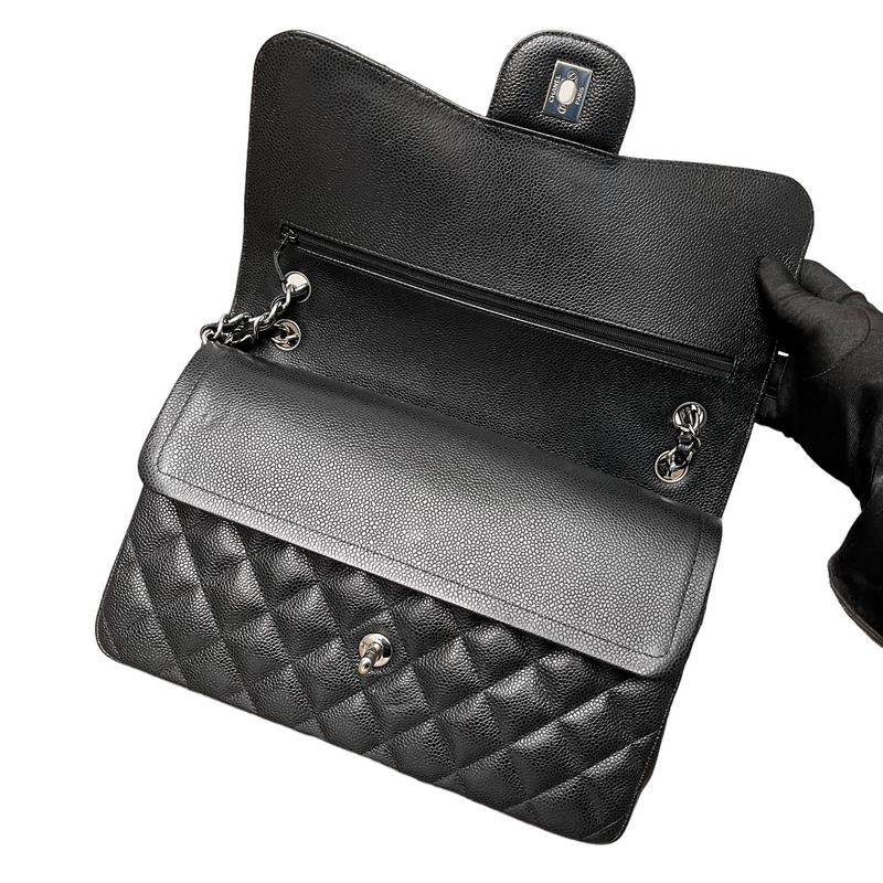 Jumbo Classic Double Flap Caviar Black SHW