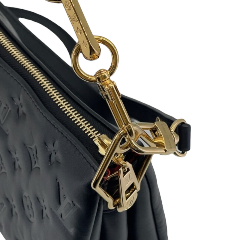 Louis Vuitton Coussin PM Monogram Embossed Shoulder Bag Black