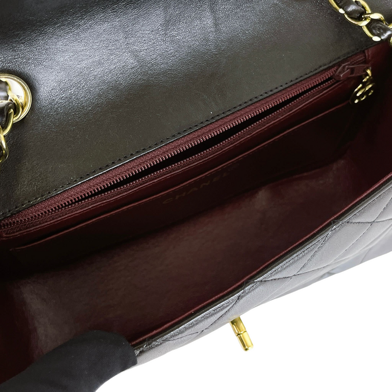 Small Classic Diana flap Black Lambskin GHW