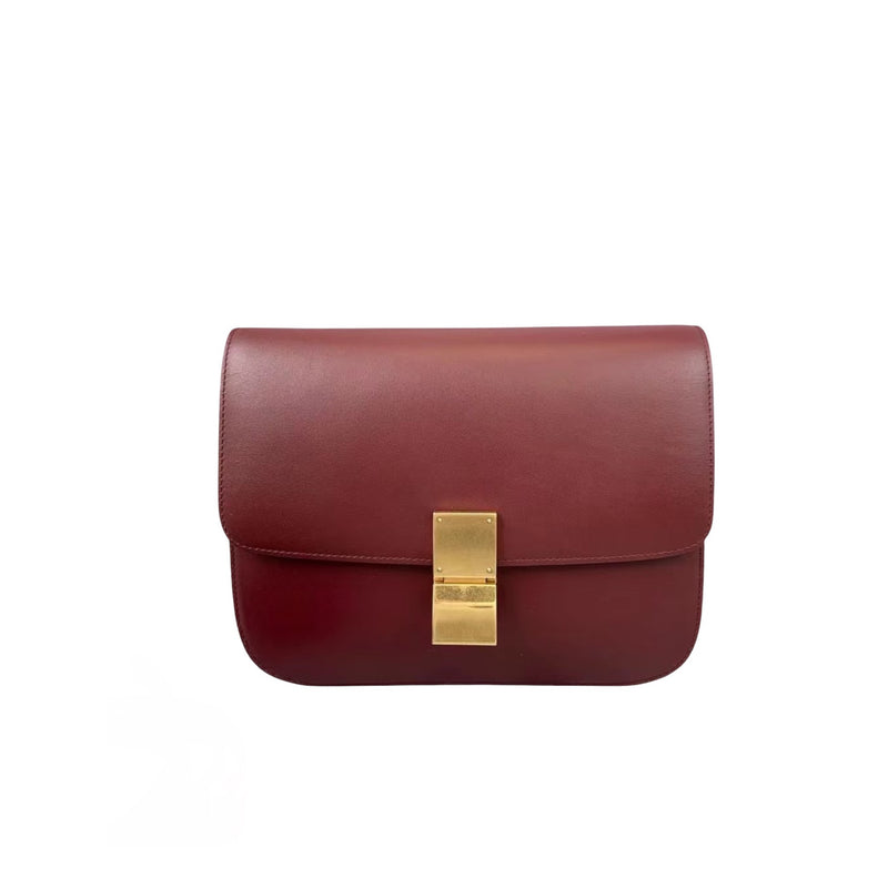 Classic Box Medium Smooth Leather Burgundy GHW