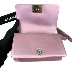 Small Boy Lambskin Iridescent Pink SHW