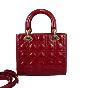 Medium Lady Dior Cannage Patent Red GHW