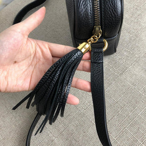 Soho small leather disco bag in black