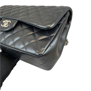Jumbo Double Flap in Black Lambskin with SHW