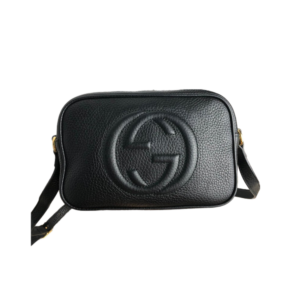 Soho small leather disco bag in black