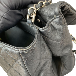 Quilted Double Gusset Washed Caviar black SHW