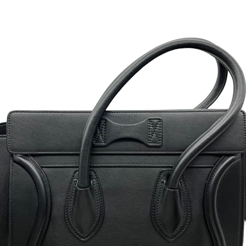 Micro Luggage Tote Smooth Leather Black SHW