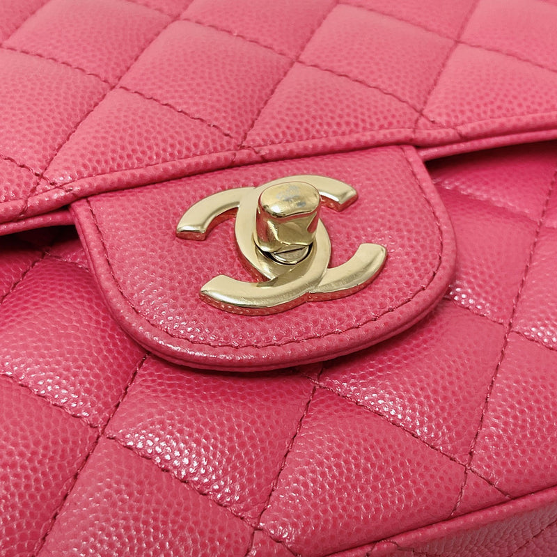 Chanel Pink Tweed Medium Classic Double Flap Bag GHW