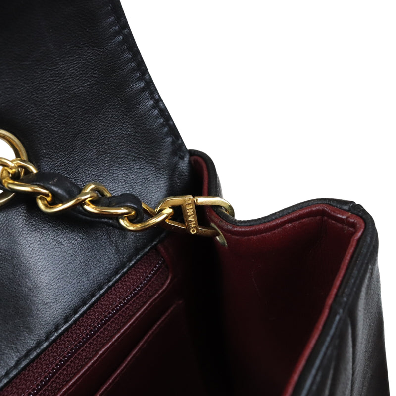Small Classic Diana flap Black Lambskin GHW