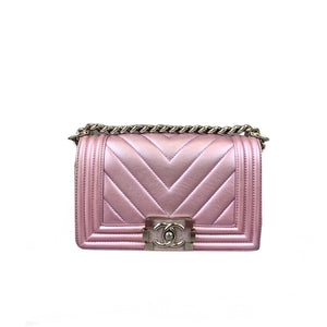 Small Boy Lambskin Iridescent Pink SHW