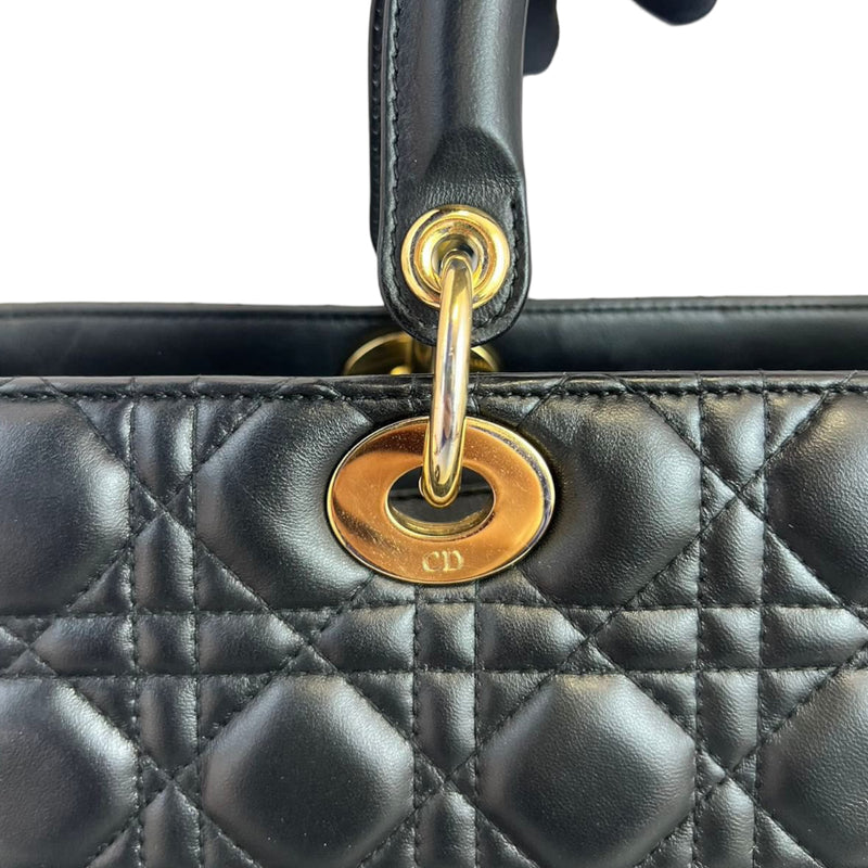 Large Lady Dior Lambskin Black GHW