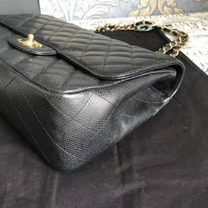 Single Flap Classic Jumbo in Black Caviar with GHW