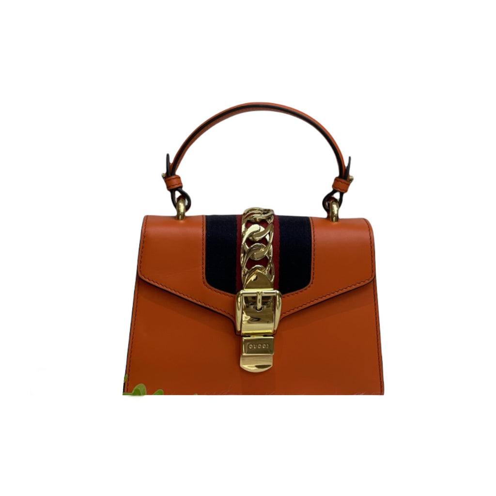 Sylvie Flap Mini Leather Orange GHW