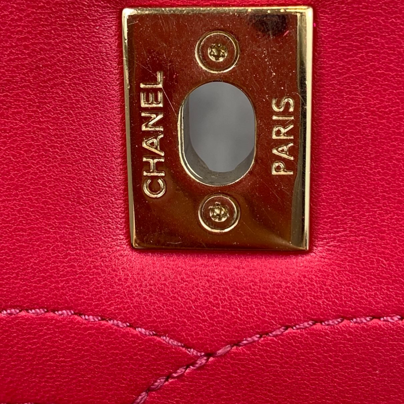 Small Trendy CC Lambskin Red GHW