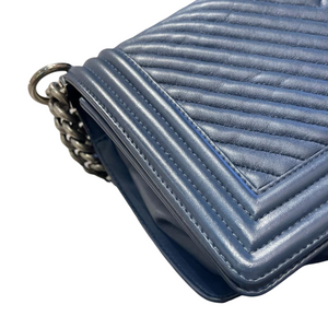 Chevron Boy Old Medium Leather Dark Blue RHW