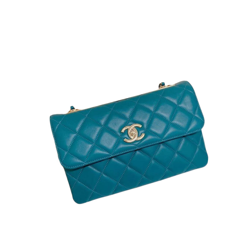 Trendy CC Flap Bag Lambskin Turquoise GHW