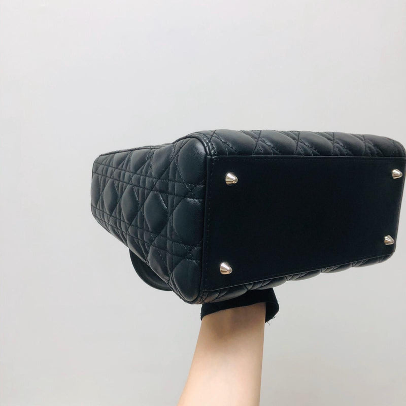 Classic Lambskin Cannage Medium Lady Dior Black Leather Bag