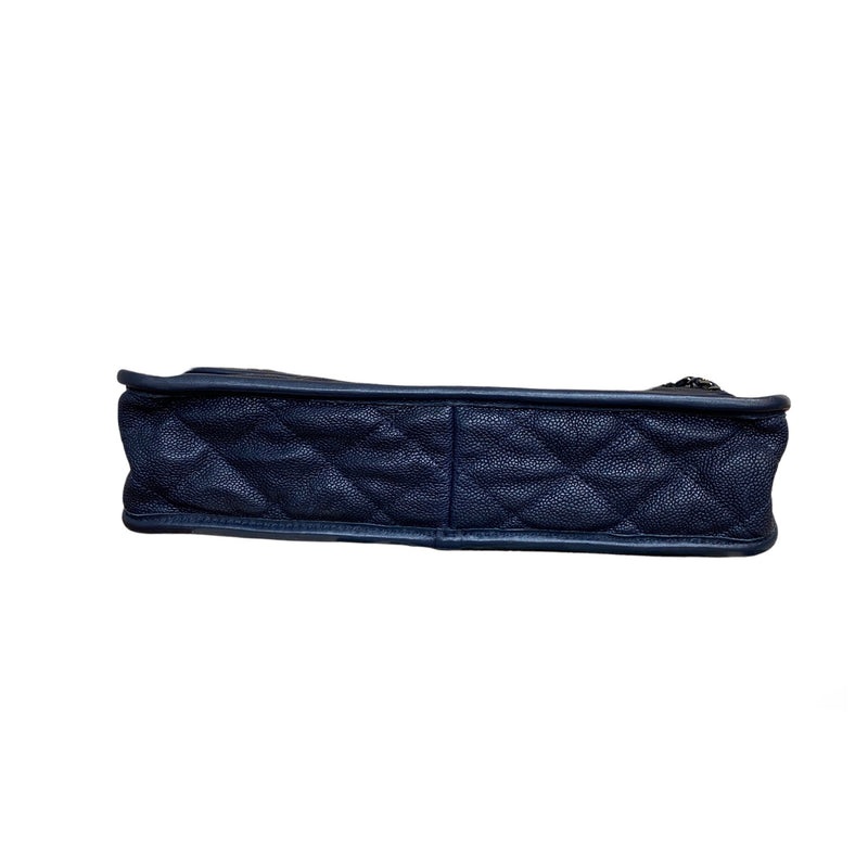 French Riviera Flap Caviar Navy Blue SHW