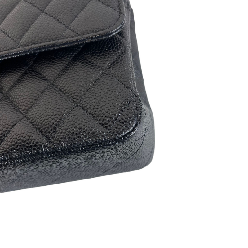 CHANEL Caviar Quilted Flap Clutch Black 267136
