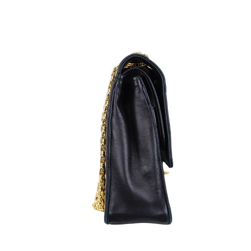 Mademoiselle Vintage Double Flap Medium Black GHW